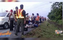 รถทัวร์เสียหลักพลิกตกข้างทางเจ็บสาหัส 4 คน