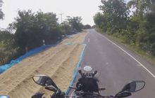 บิ๊กไบค์โชว์สกิลหลบตากข้าวบนถนน