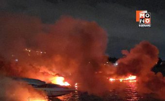 ระเบิดสนั่นอ่าวฉลอง เพลิงไหม้สปีดโบ๊ตวอด 10 ลำ