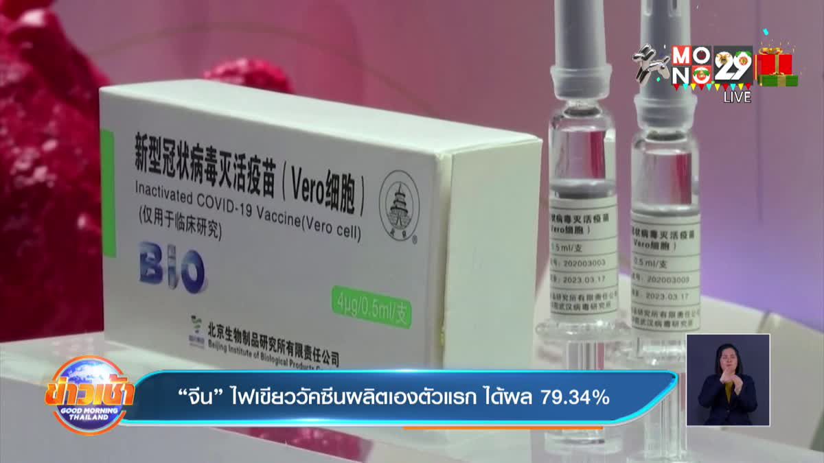 ‘จีน’ ไฟเขียววัคซีนผลิตเองตัวแรก ได้ผล 79.34%