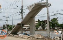 รื้อเสาไฟฟ้าโผล่สะพานลอย จ.นนทบุรี