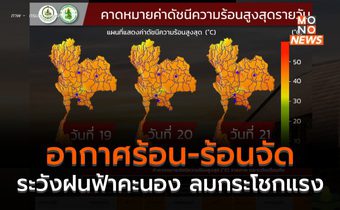 ไทยตอนบนอากาศร้อน-ร้อนจัด / ระวังฝนฟ้าคะนอง-ลมกระโชกแรง