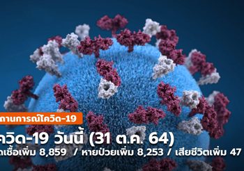 โควิด-19 วันนี้ ( 31 ต.ค.) ป่วยเพิ่ม 8,859 / หายป่วย 8,253