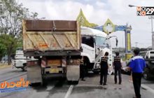 รถพ่วงเบรคไม่อยู่พุ่งชนระนาวแยกไฟแดงเมืองระยอง