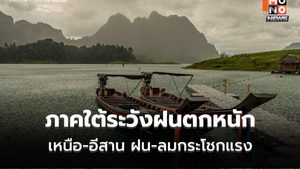 สภาพอากาศวันนี้ เหนือ-อีสาน ระวังฝนฟ้าคะนอง ลมกระโชกแรง / ใต้ระวังฝนตกหนัก