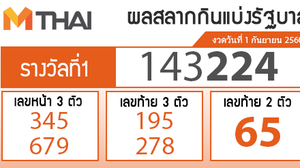 ตรวจหวย 1 กันยายน 2560