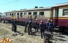 ตู้เสบียงรถไฟตกราง ที่สถานีรถไฟเชียงใหม่