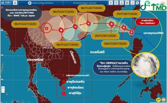 อุตุฯ เตือนรับมือ ฝนตกหนัก ช่วง 19-24 ก.ค. นี้