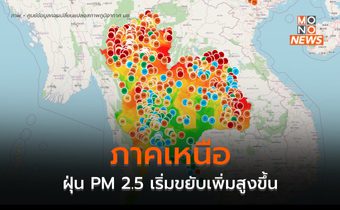 ภาคเหนือ แนวโน้มฝุ่น PM 2.5 เพิ่มสูงขึ้น / อีสานยังเกินค่ามาตรฐานหลายพื้นที่