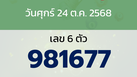 หวยลาว งวดวันศุกร์ 24 ตุลาคม 2568