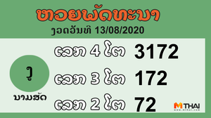 หวยลาว งวดวันที่ 13 สิงหาคม 2563