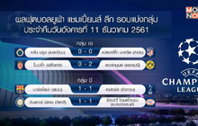 ผลฟุตบอลยูฟ่า แชมเปี้ยนส์ ลีก รอบแบ่งกลุ่ม 12-12-61