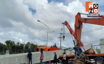 คานสะพานลอยร่วงบนถนน 317 กรมทางหลวงเร่งเคลียร์พื้นที่