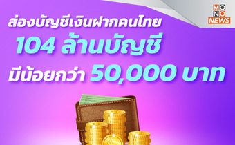 ส่องบัญชีเงินฝากคนไทย 104 ล้านบัญชี มีน้อยกว่า 50,000 บาท