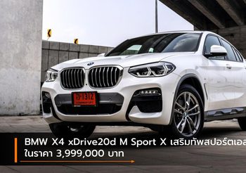 BMW X4 xDrive20d M Sport X เสริมทัพสปอร์ตเอสยูวี ในราคา 3,999,000 บาท