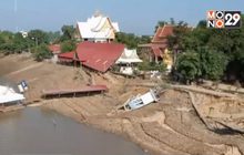 ตลิ่งริมแม่น้ำมูลทรุด หลังน้ำลดลงรวดเร็ว