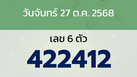 หวยลาว งวดวันจันทร์ 27 ตุลาคม 2568