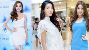 รวมแฟชั่นดารา ชุดเดรสสีฟ้า-ขาว สวยน่ารัก สดใส สบายตา