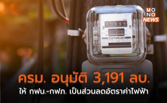 ​ครม. อนุมัติ 3,191 ลบ. ให้ กฟน.-กฟภ. เป็นส่วนลดอัตราค่าไฟฟ้า