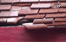 พะเยาหนาวจัด กระเบื้องหลังคาวิหารหล่นเป็นแนวยาว