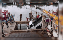 สะพานท่าเรือบางเสร่ยุบลงทะเล