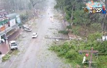 PEA สำรวจเสาไฟฟ้าหักโค่นจากเหตุพายุลูกเห็บที่เชียงราย