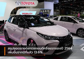 สรุปยอดขายตลาดรถยนต์ครึ่งแรกของปี 2564 เพิ่มขึ้นจากปีที่แล้ว 13.6%