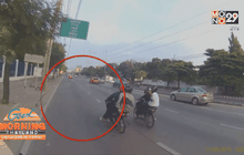 เด็กแว้นแสบขี่ จยย.ประกบ ไล่ถีบนักปั่นจักรยาน