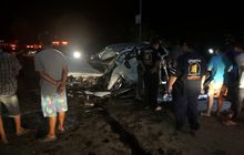 รถยนต์พุ่งชนราวสะพานเสียชีวิต 1 คน