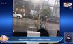 ฝนตกหนัก ทำเสาไฟกินรีล้มขวางถนน