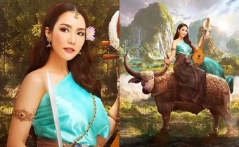 จั๊กจั่น อคัมย์สิริ ในลุคนางสงกรานต์ปี 2566 สวยสง่างามเลอค่าอย่างไทย