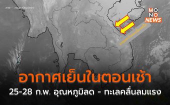 ไทยตอนบนมีอากาศเย็นในตอนเช้า / 25-28 ก.พ. อุณหภูมิลด – ใต้มีฝนเพิ่ม คลื่นลมแรง