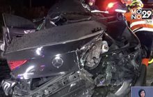 เบนซ์ป้ายแดงซิ่ง ข้ามเกาะกลางชนสนั่น