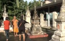 โจรแอบเข้ามาทุบเจดีย์เก็บอัฐิขโมยโกศทองเหลือง