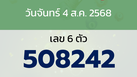หวยลาว งวดวันจันทร์ 4 สิงหาคม 2568