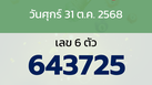 หวยลาว งวดวันศุกร์ 31 ตุลาคม 2568