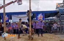 เฮฮา แข่งขันกีฬาปีนเสาน้ำมันเก็บเงิน