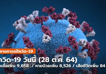 โควิด-19 วันนี้ ( 28 ต.ค.) ป่วยเพิ่ม 9,658 / หายป่วย 8,526