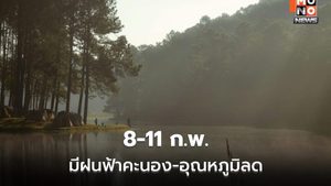 สภาพอากาศวันนี้ ไทยตอนบนอุณหภูมิสูงขึ้น / เตือน 8-11 ก.พ. มีฝนฟ้าคะนอง ก่อนอุณหภูมิลดลง