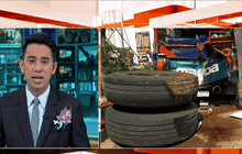 ล้อรถพ่วงหลุดชนรถกระบะบาดเจ็บ