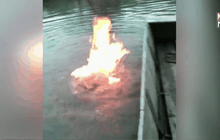 จุดไฟติดบนผิวน้ำ จ.พะเยา