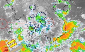 ภาคกลาง – ภาคใต้ฝั่งตะวันตกมีฝนหนักบางแห่ง