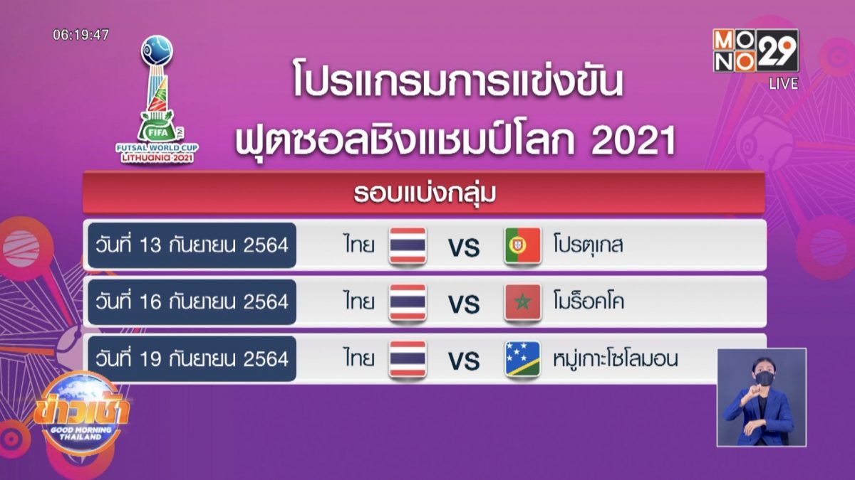 ไทยจับชนโปรตุเกส ศึกฟุตซอลชิงแชมป์โลก