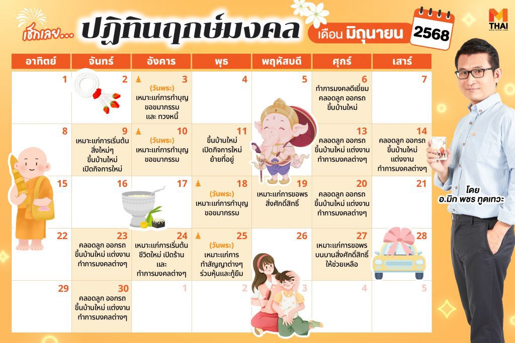 ฤกษ์มงคล มิถุนายน 2568