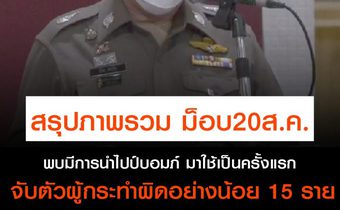 รอง บช.น. สรุปภาพรวมการชุมนุมวันที่ 20 สิงหาคม พบมีการนำไปป์บอมภ์ มาใช้ในพื้นที่ชุมนุมเป็นครั้งแรก พร้อมจับตัวผู้กระทำผิดอย่างน้อย 15 ราย