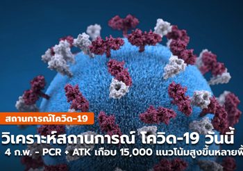 สถานการณ์โควิด-19 วันนี้ ( 4 ก.พ.) PCR + ATK เกือบ 15,000