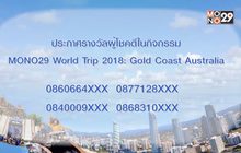 ประกาศผู้โชคดี “Mono29 World Trip 2018: Gold Coast Australia”
