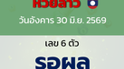 หวยลาว งวดวันอังคาร 30 มิถุนายน 2569