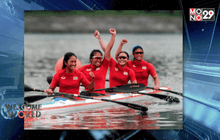 กลุ่มนักพายเรือทีมชาติไทย ดีใจ สามารถคว้าเหรียญทอง