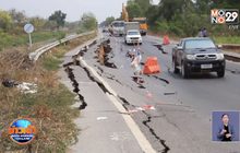 ถนนเลียบคลองระพีพัฒน์ทรุดตัวหนัก